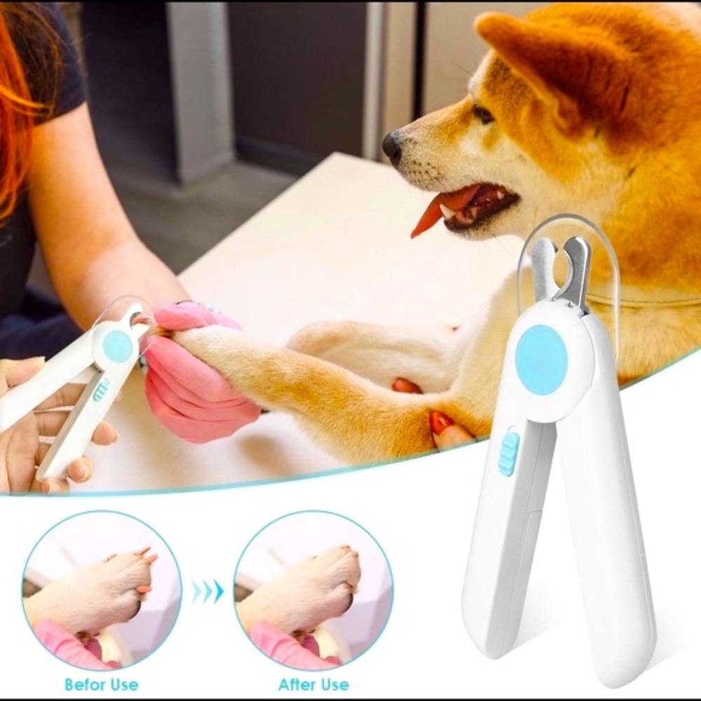 LED Pet Nail Clippers for Cat Dog w/Nail File